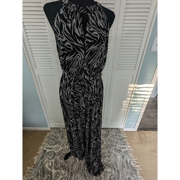 Emma & Michele Jumpsuit Womens M Zebra Print Halter Flared Sleeveless Tie Back - Picture 1 of 13